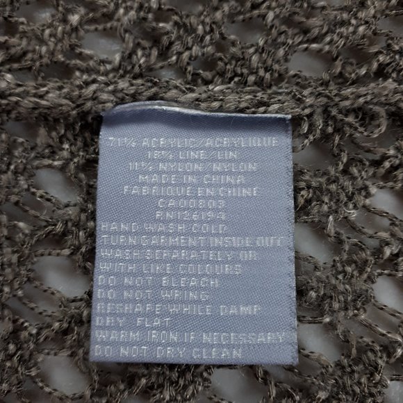 JANA Taupe Open Front Crochet Cardigan - Picture 12 of 14